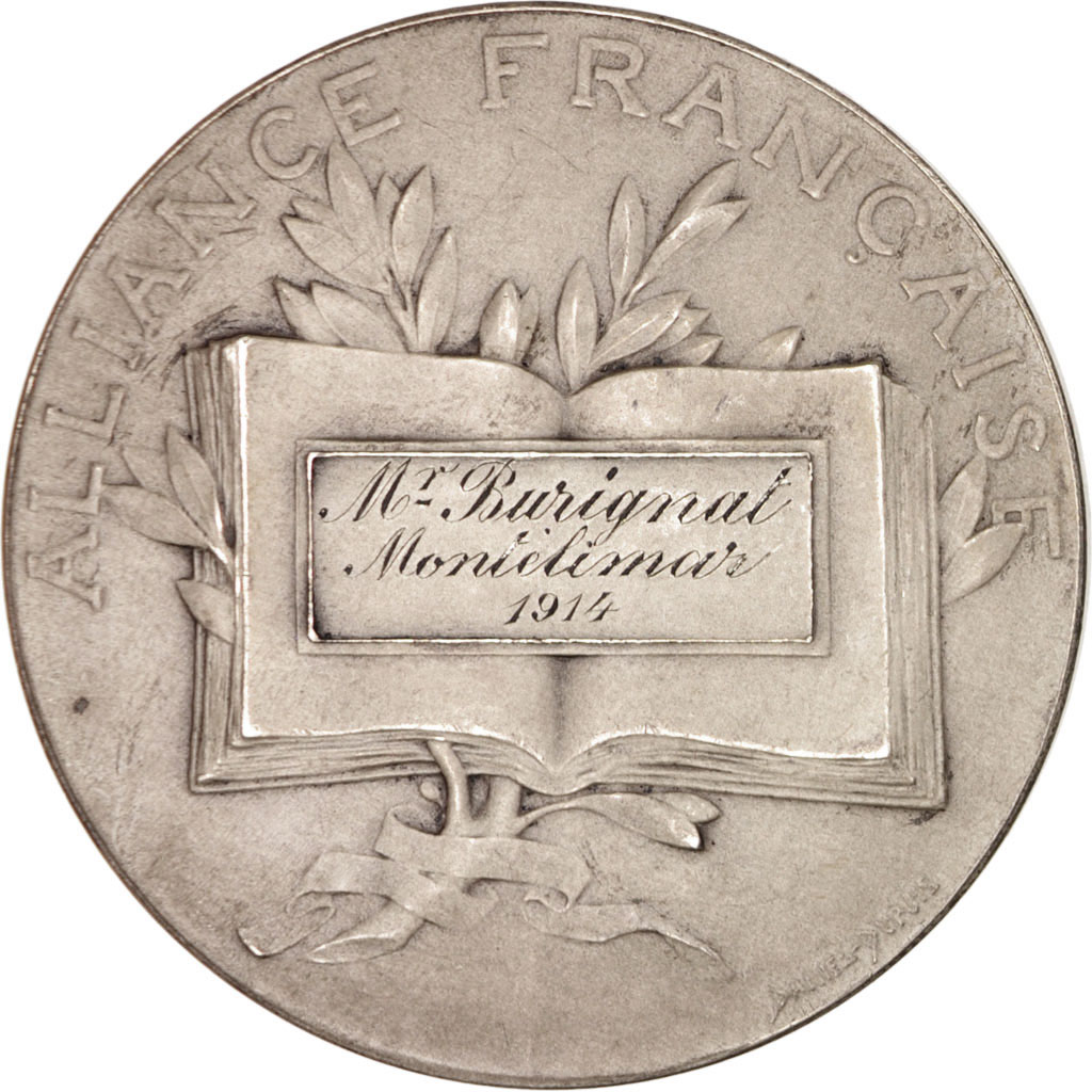 France, Medal, Alliance Française, French Third Republic, Arts & Culture, 1914