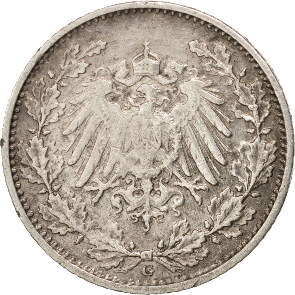 Coin, GERMANY - EMPIRE, 1/2 Mark, 1916, Karlsruhe, , Silver, KM:17