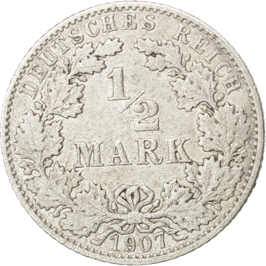 Coin, GERMANY - EMPIRE, 1/2 Mark, 1907, Muldenhütten, , Silver, KM:17