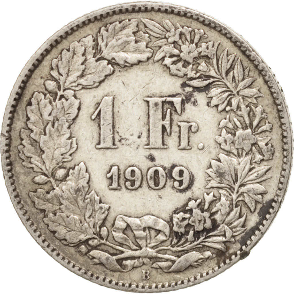 Coin, Switzerland, Franc, 1909, Bern, , Silver, KM:24