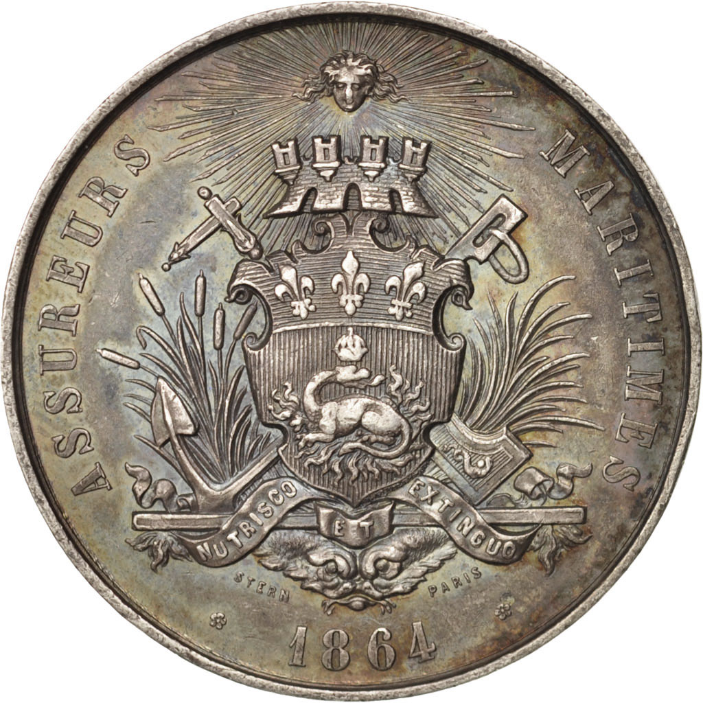France, Token, Insurance, Assureurs maritimes, Comité du Hâvre, 1864, Stern