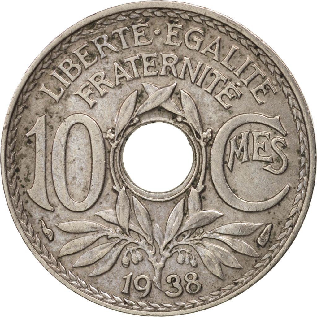 Moneda, Francia, Lindauer, 10 Centimes, 1938, Paris, MBC, Cobre - níquel