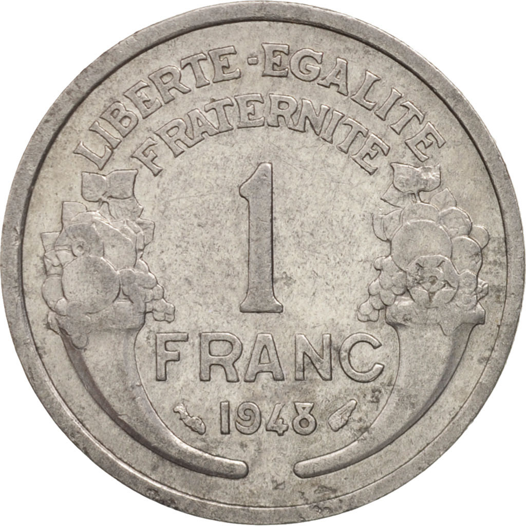 Moneda, Francia, Morlon, Franc, 1948, Paris, BC+, Aluminio, KM:885a.1