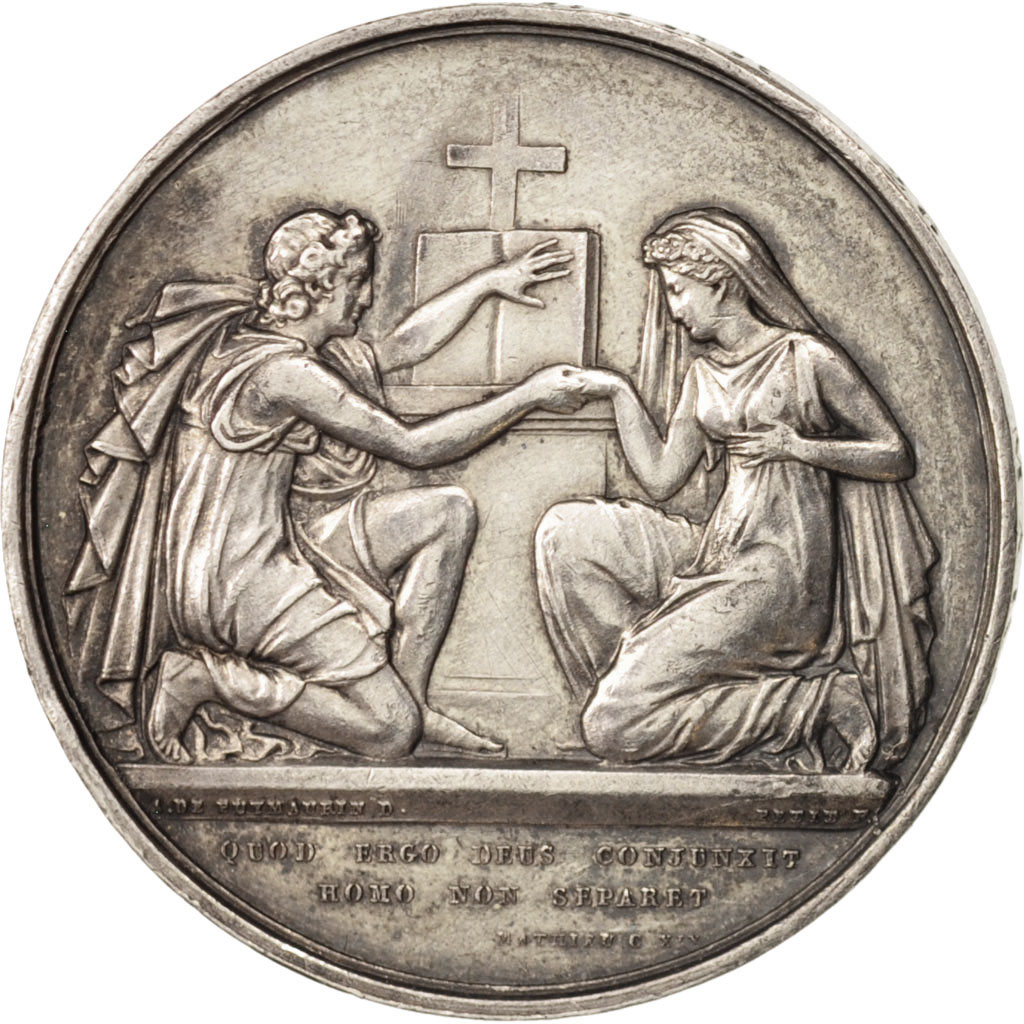 France, Medal, Wedding medal, Religions & beliefs, 1855, Petit, 