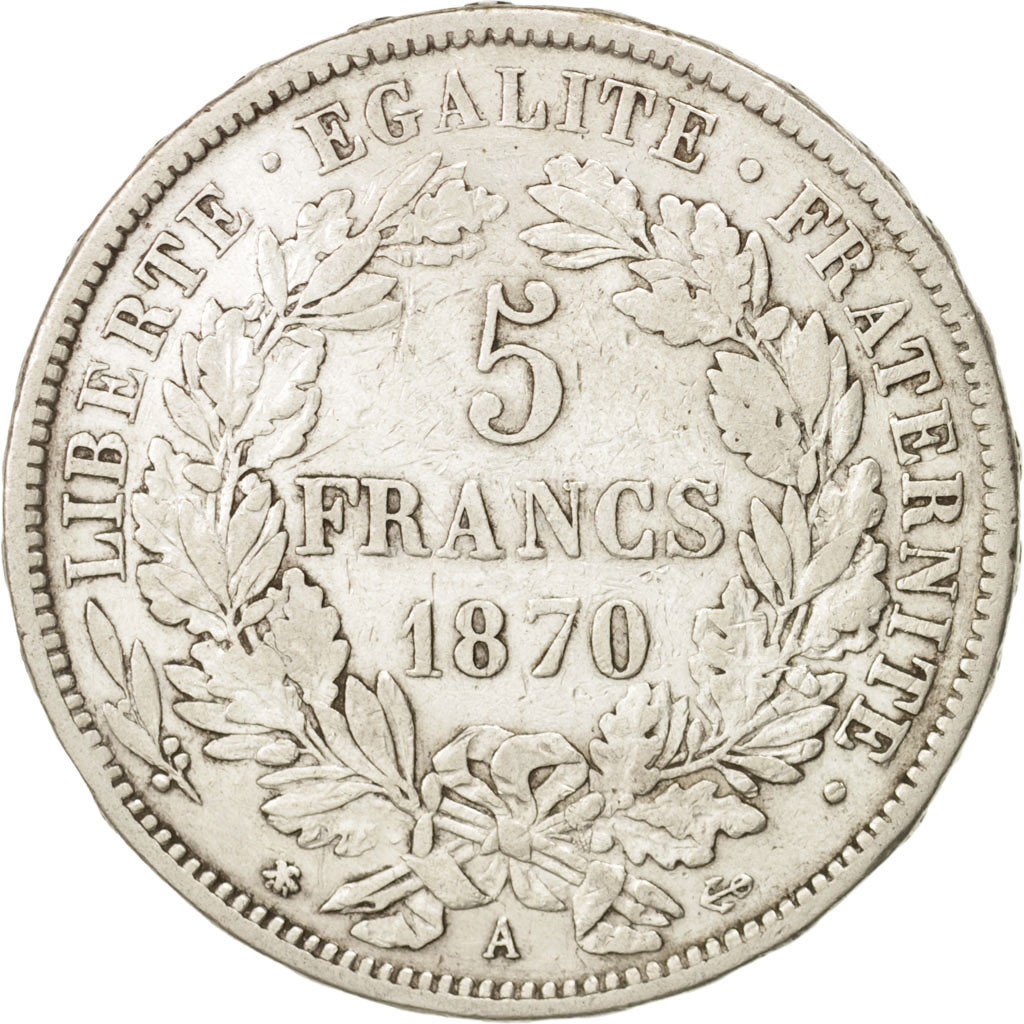 Coin, France, Cérès, 5 Francs, 1870, Paris, , Silver, KM:819