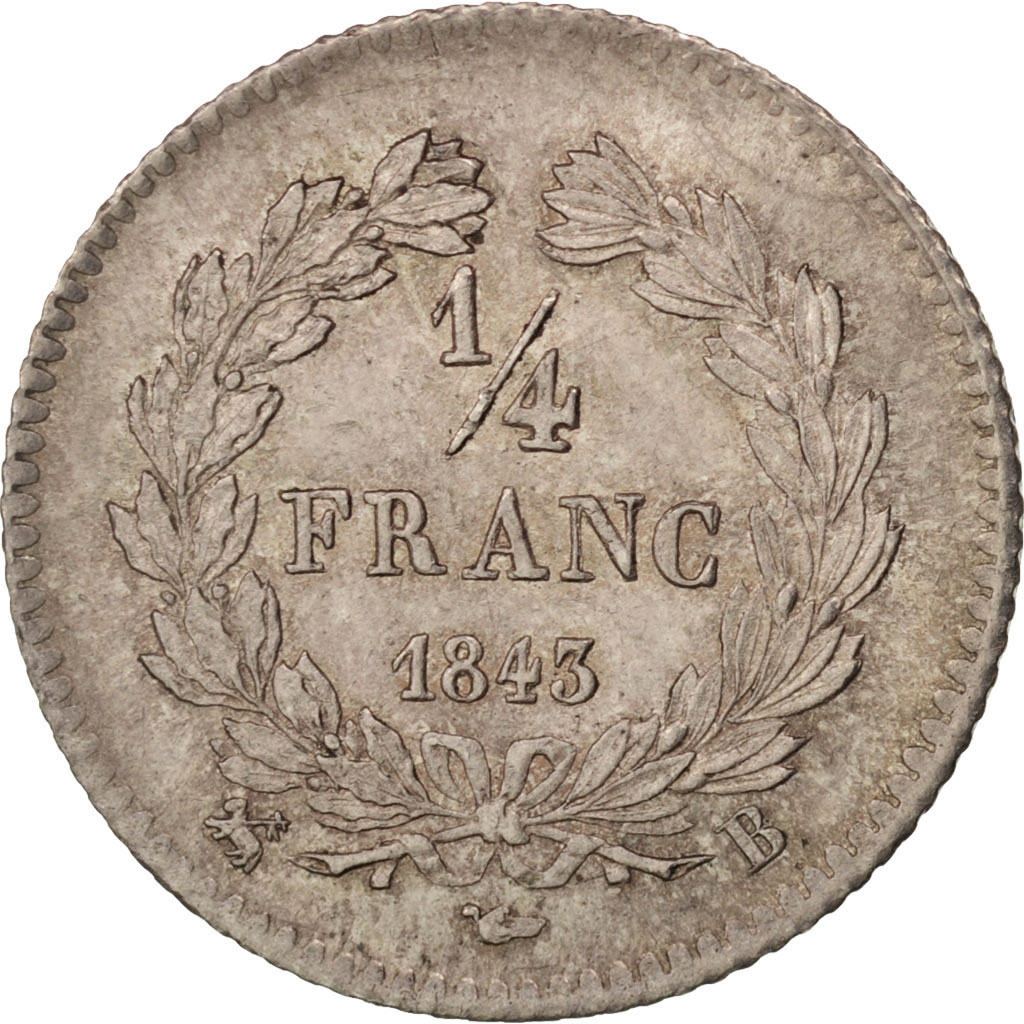 Coin, France, Louis-Philippe, 1/4 Franc, 1843, Rouen, , Silver