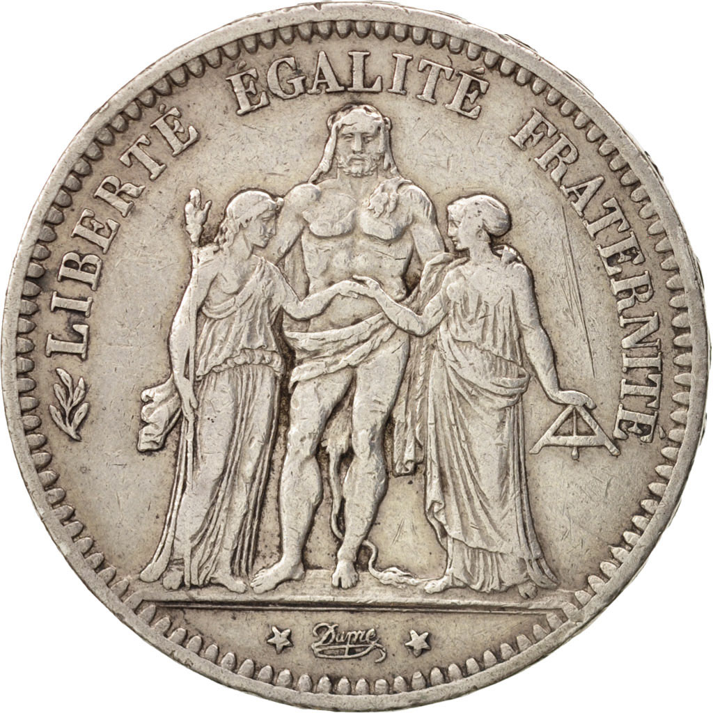 Coin, France, Hercule, 5 Francs, 1871, Bordeaux, VF, Silver, KM:820.2