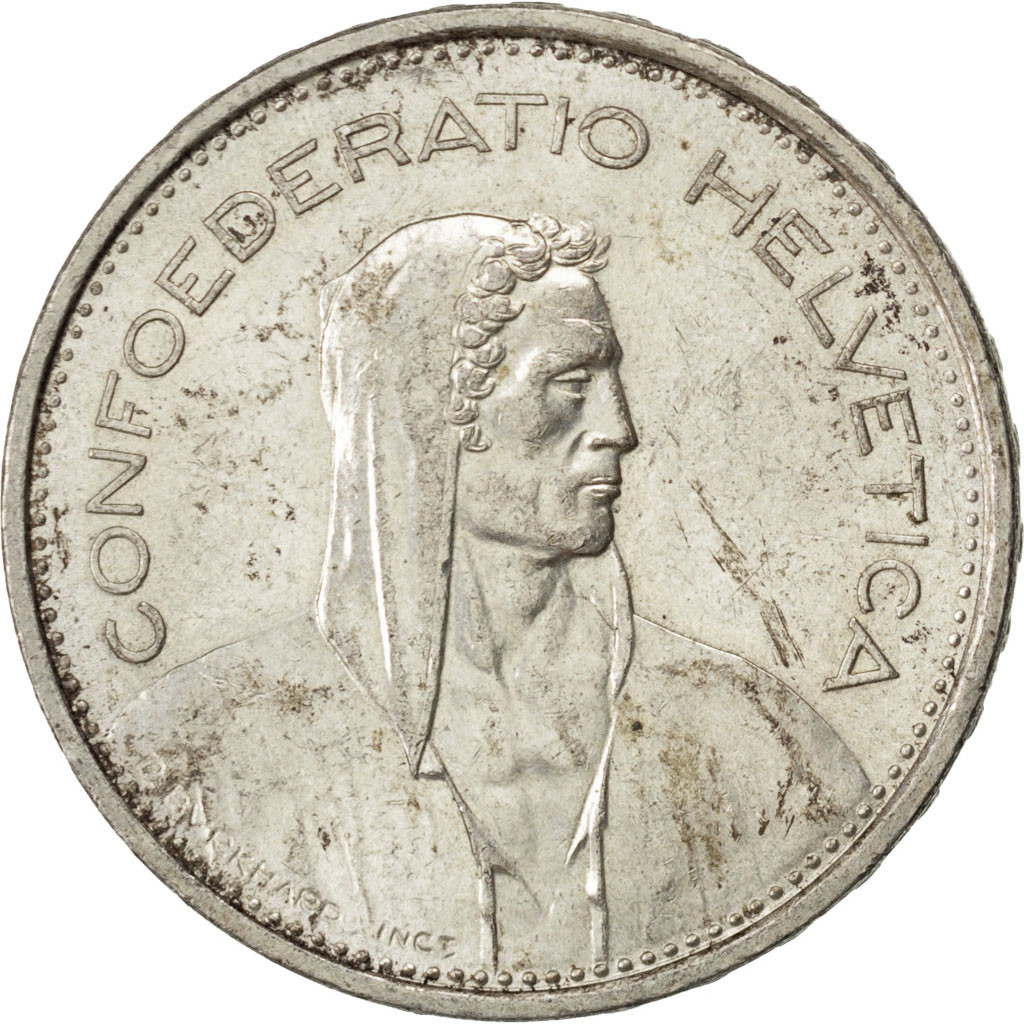 Coin, Switzerland, 5 Francs, 1967, Bern, , Silver, KM:40