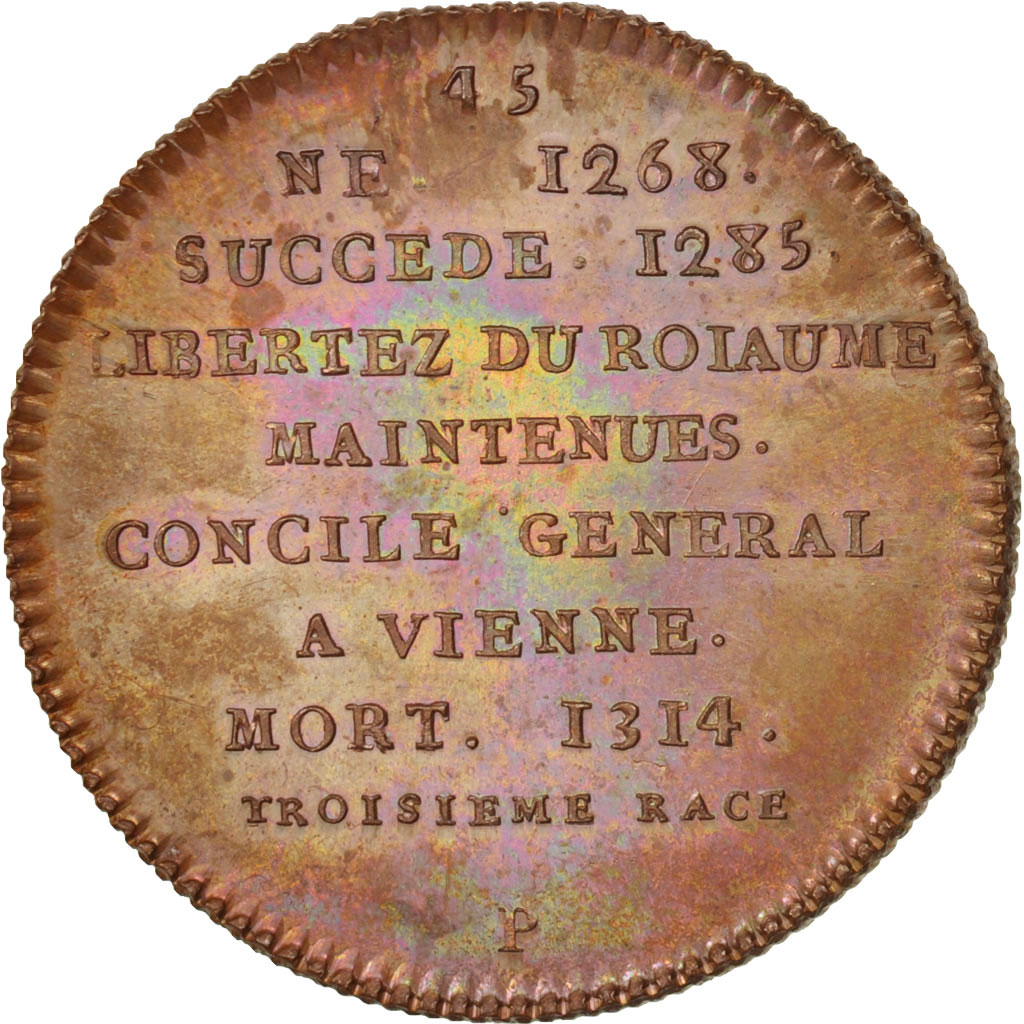 France, Medal, Philippe IV le Bel, History, XIXth Century, , Copper