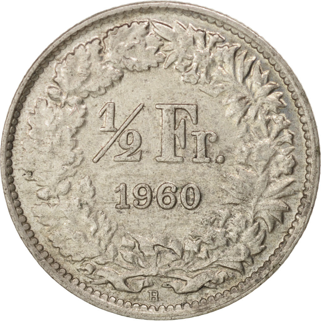 Moneda, Suiza, 1/2 Franc, 1960, Bern, MBC+, Plata, KM:23
