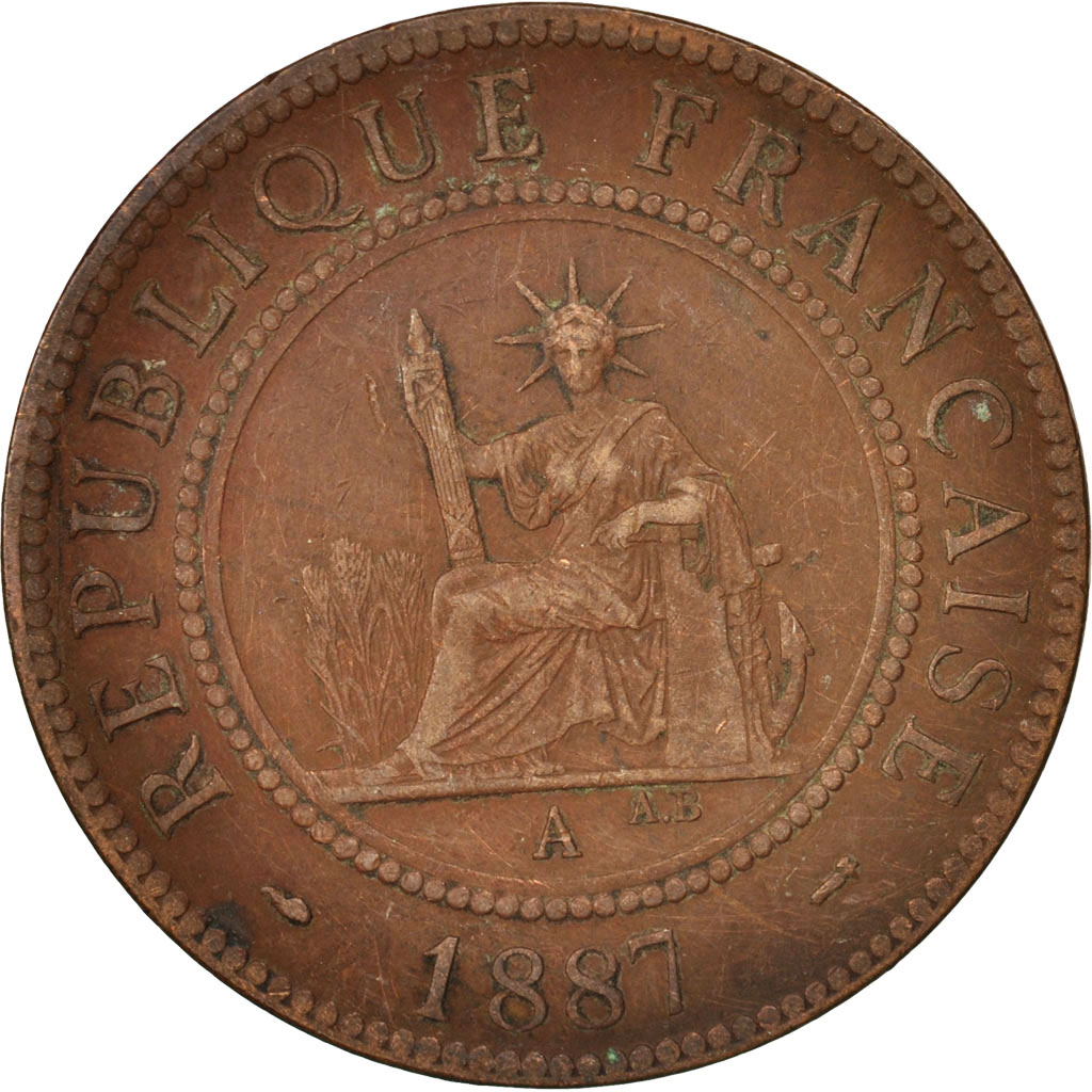 Coin, FRENCH INDO-CHINA, Cent, 1887, Paris, , Bronze, KM:1, Lecompte:39