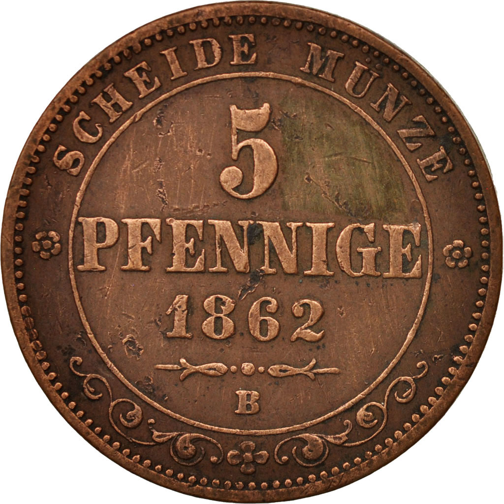 Coin, German States, SAXONY-ALBERTINE, Johann, 5 Pfennig, 1862, 