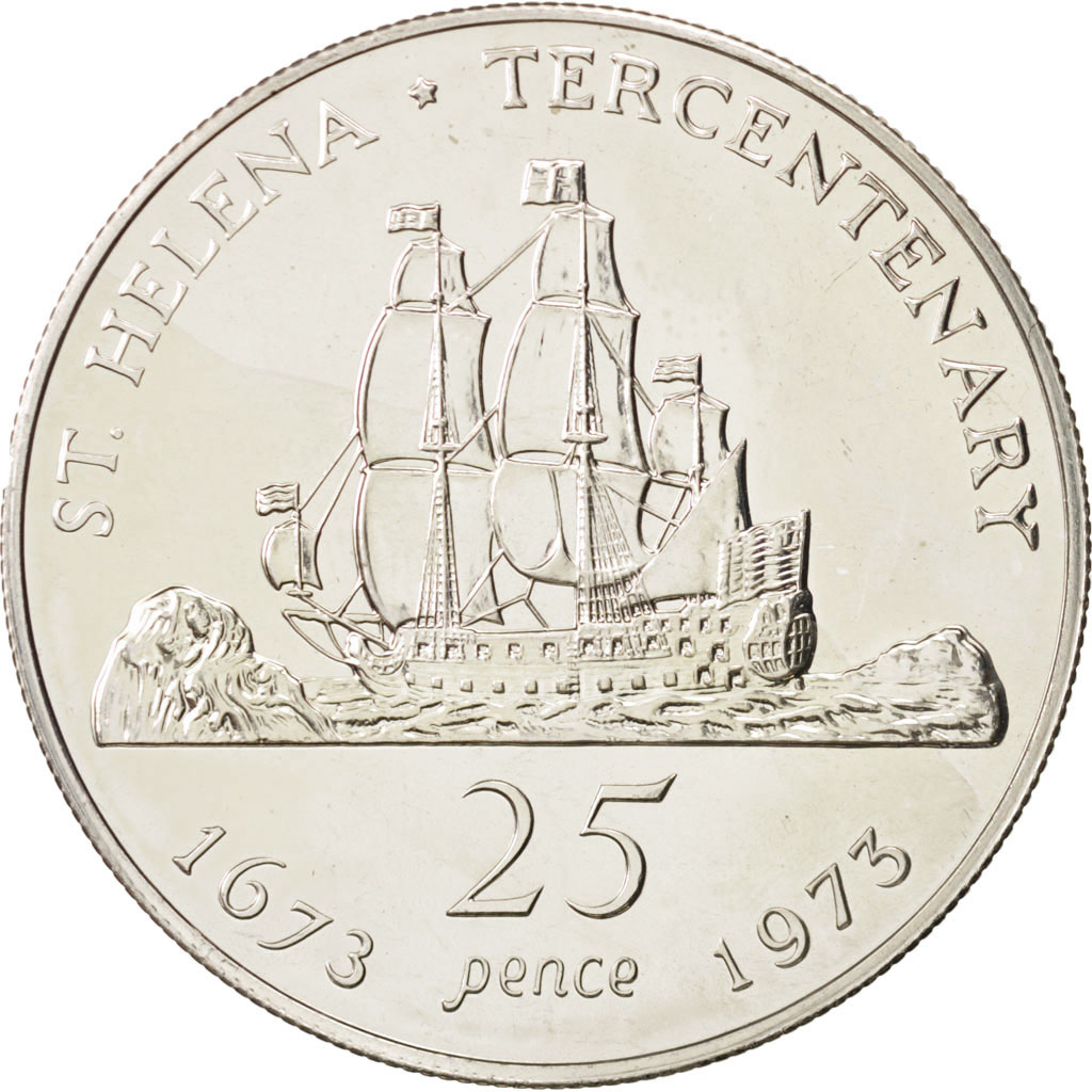 Coin, Saint Helena, Elizabeth II, 25 Pence, Crown, 1973, , Copper