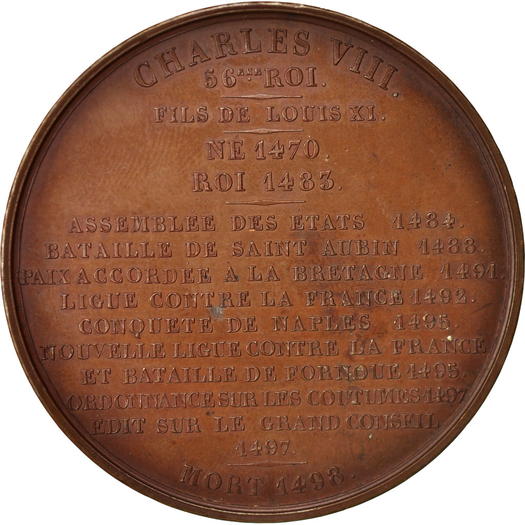 Frankrijk, Medal, Charles VIII Roi de France, History, Caqué, PR, Koper