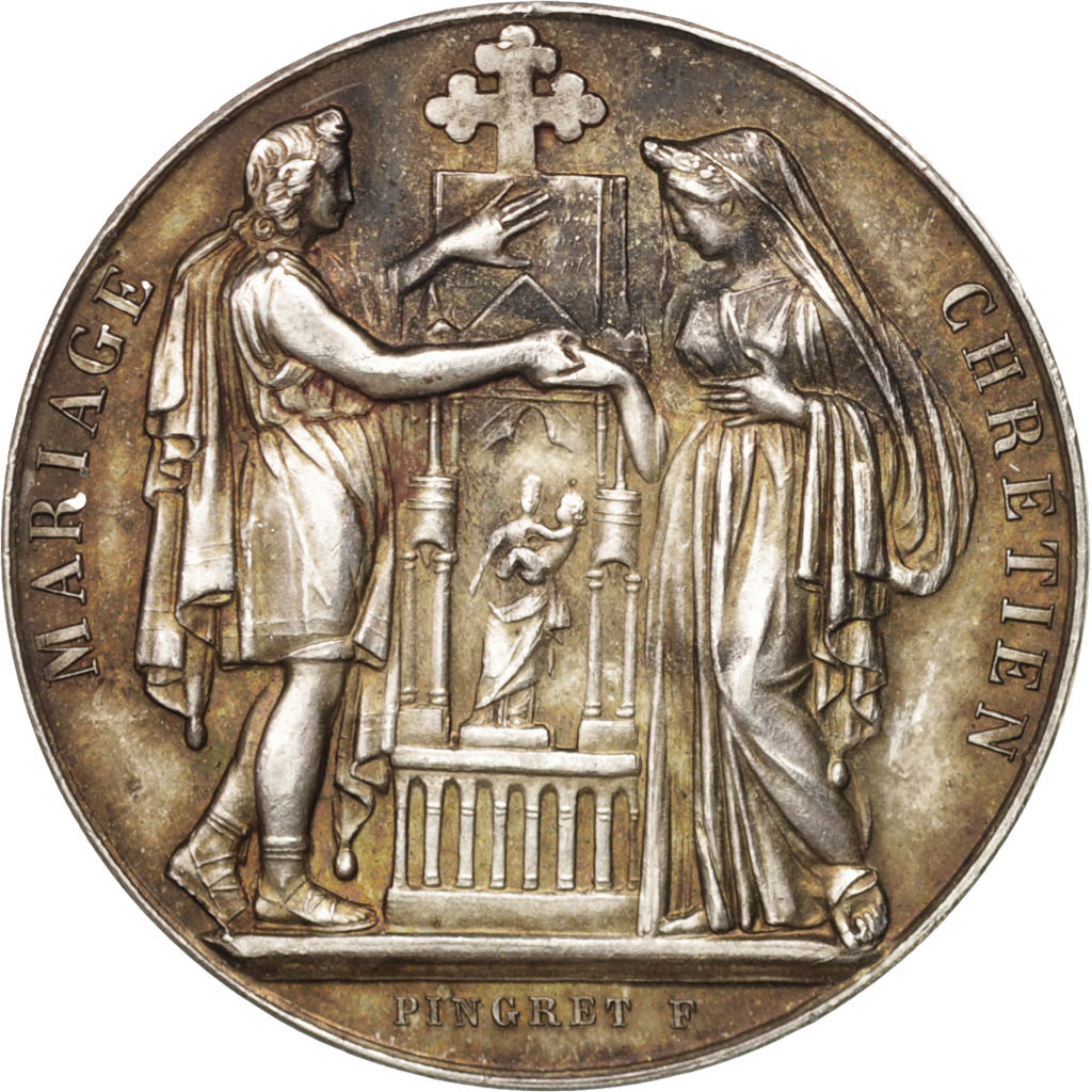 France, Medal, Médaille de mariage, Religions & beliefs, 1902, 