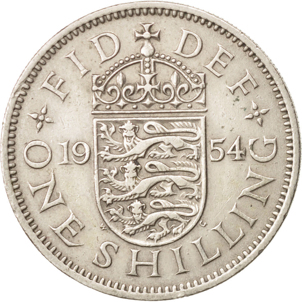 Moneda, Gran Bretaña, Elizabeth II, Shilling, 1954, MBC, Cobre - níquel