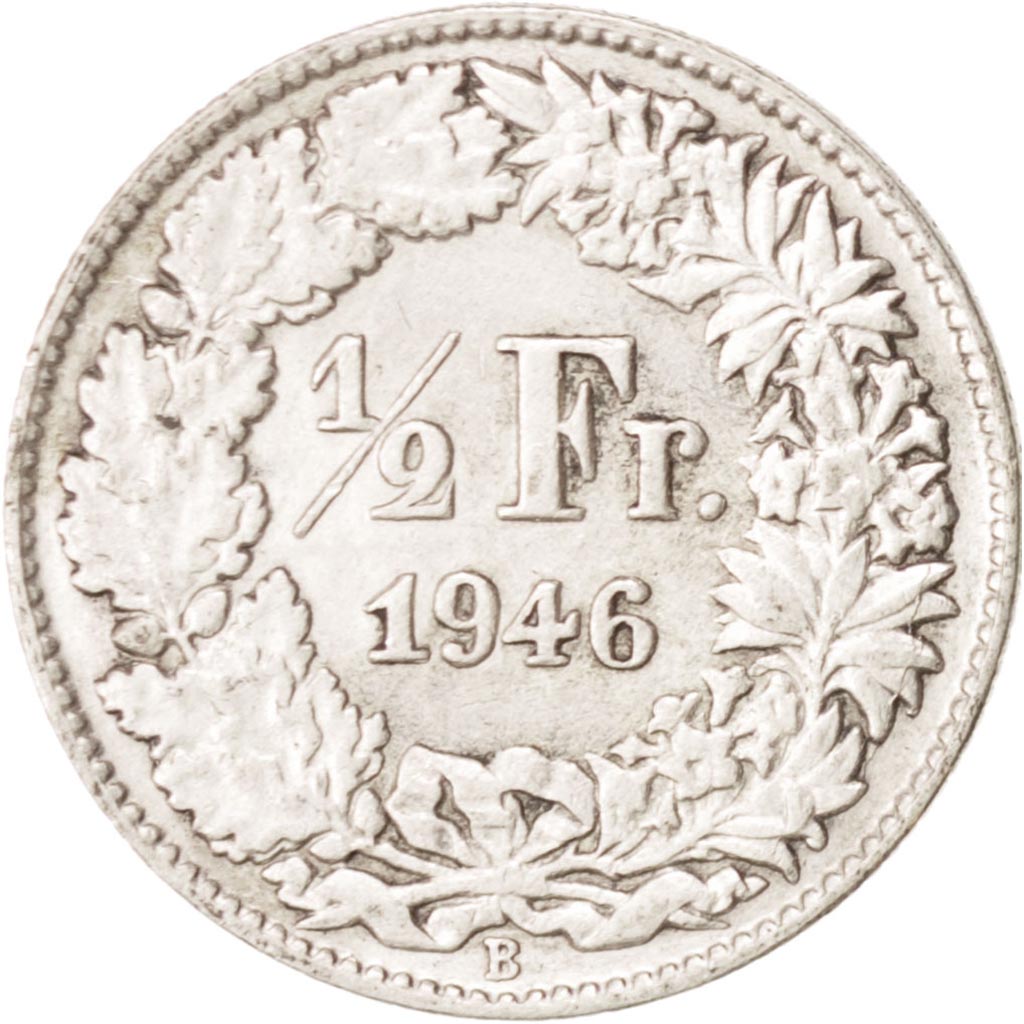 Moneda, Suiza, 1/2 Franc, 1946, Bern, BC+, Plata, KM:23