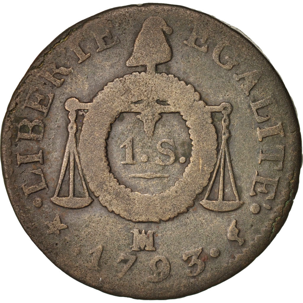 Coin, France, Sol aux balances françoise, Sol, 1793, Marseille, 