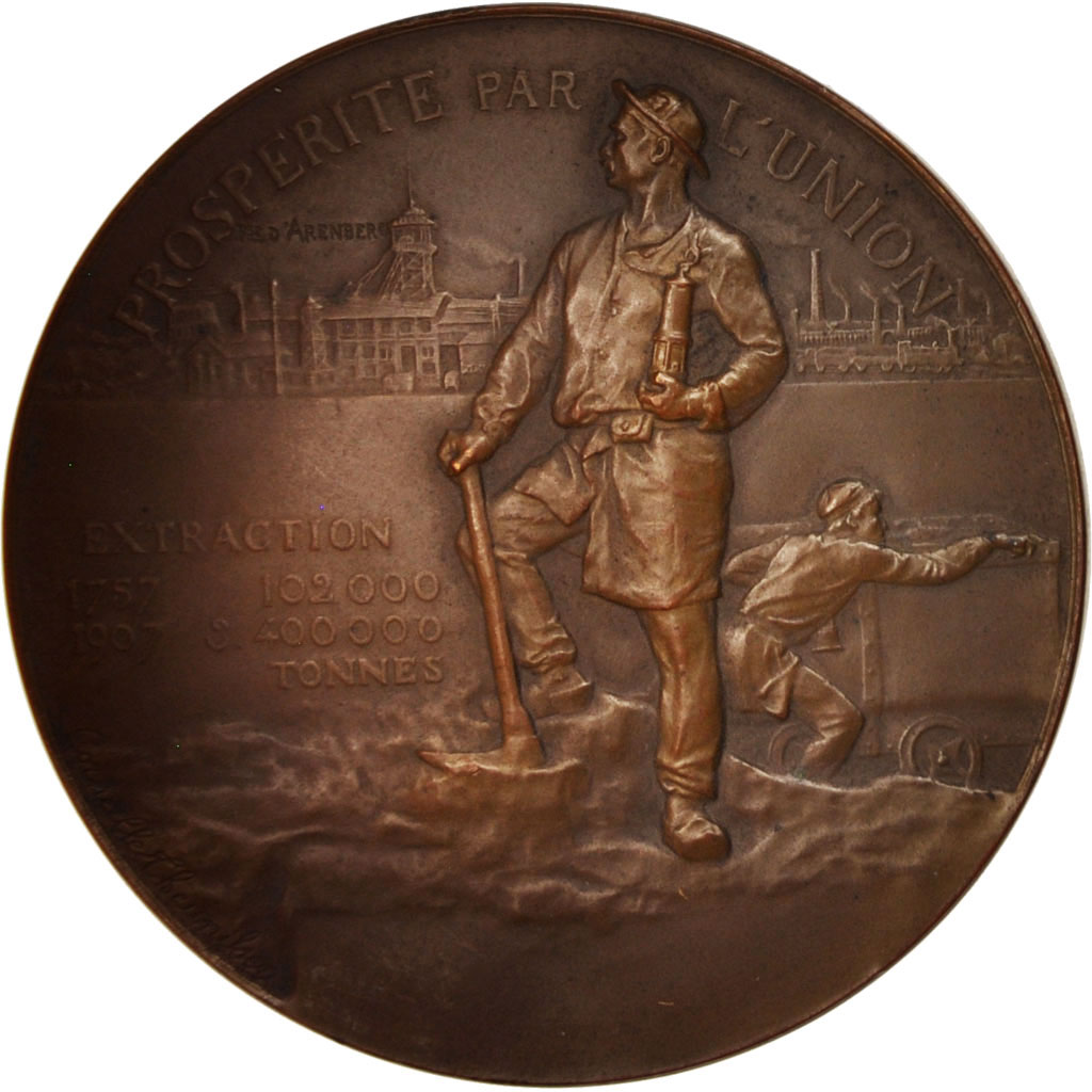 Frankrijk, Medal, Compagnie des Mines d'Anzin, Business & industry, 1907, ZF+