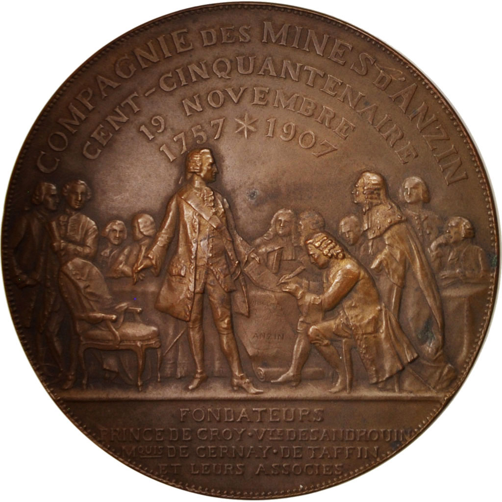 Frankrijk, Medal, Compagnie des Mines d'Anzin, Business & industry, 1907, ZF+