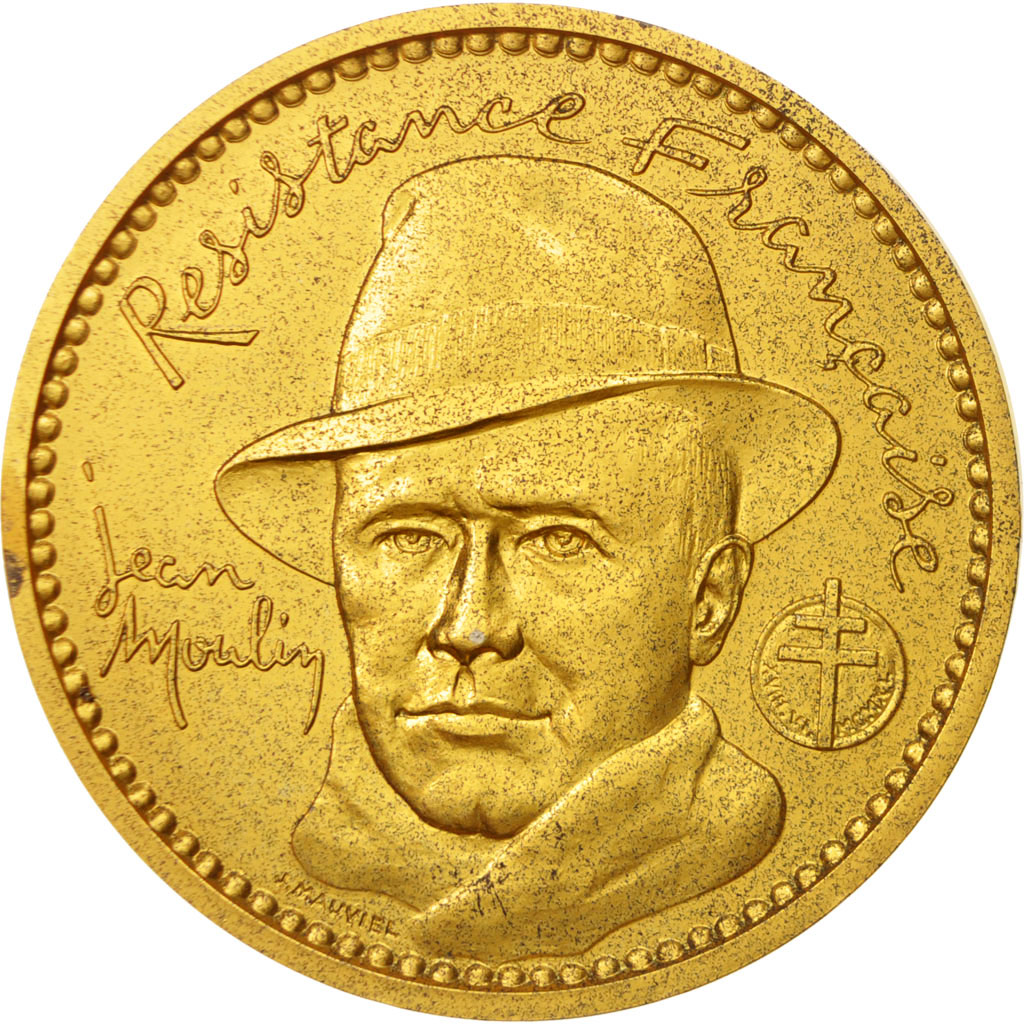 France, Medal, Résistance française, Jean Moulin, History, 1985, Mauviel