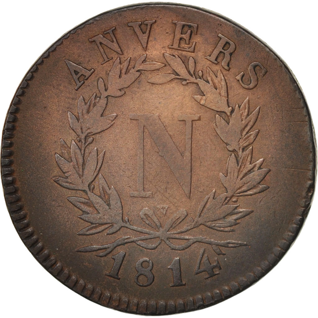 Coin, FRENCH STATES, ANTWERP, 10 Centimes, 1814, Anvers, VF, Bronze