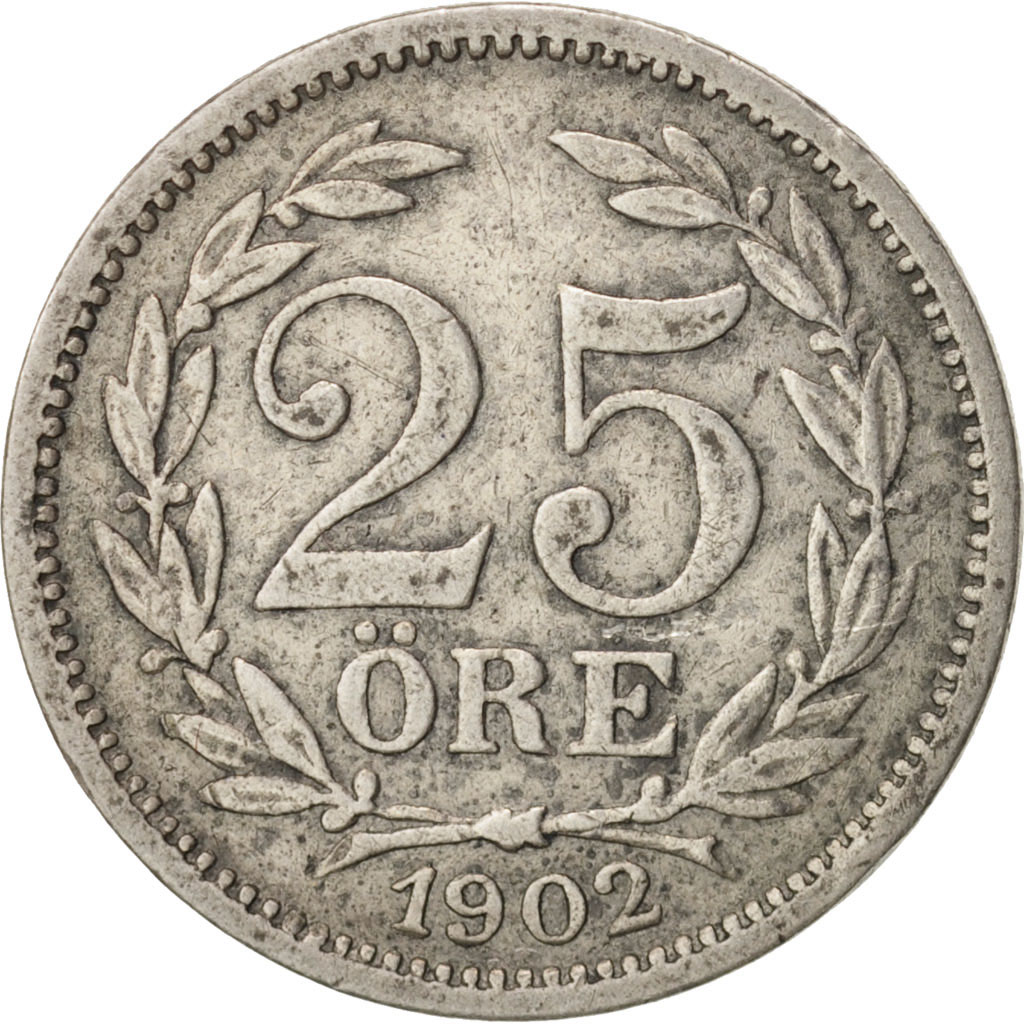 Coin, Sweden, Oscar II, 25 Öre, 1902, , Silver, KM:739