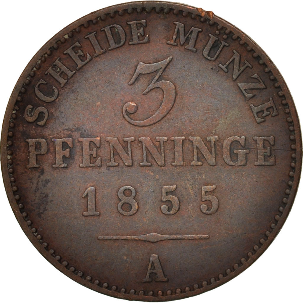 Coin, German States, PRUSSIA, Friedrich Wilhelm IV, 3 Pfennig, 1855, 