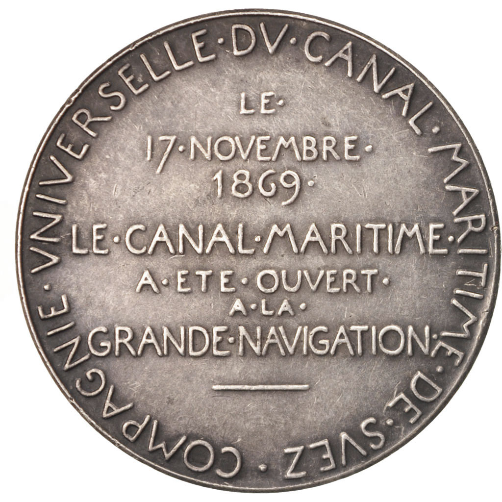 France, Medal, Canal de Suez, Shipping, 1869, Roty, SUP, Argent