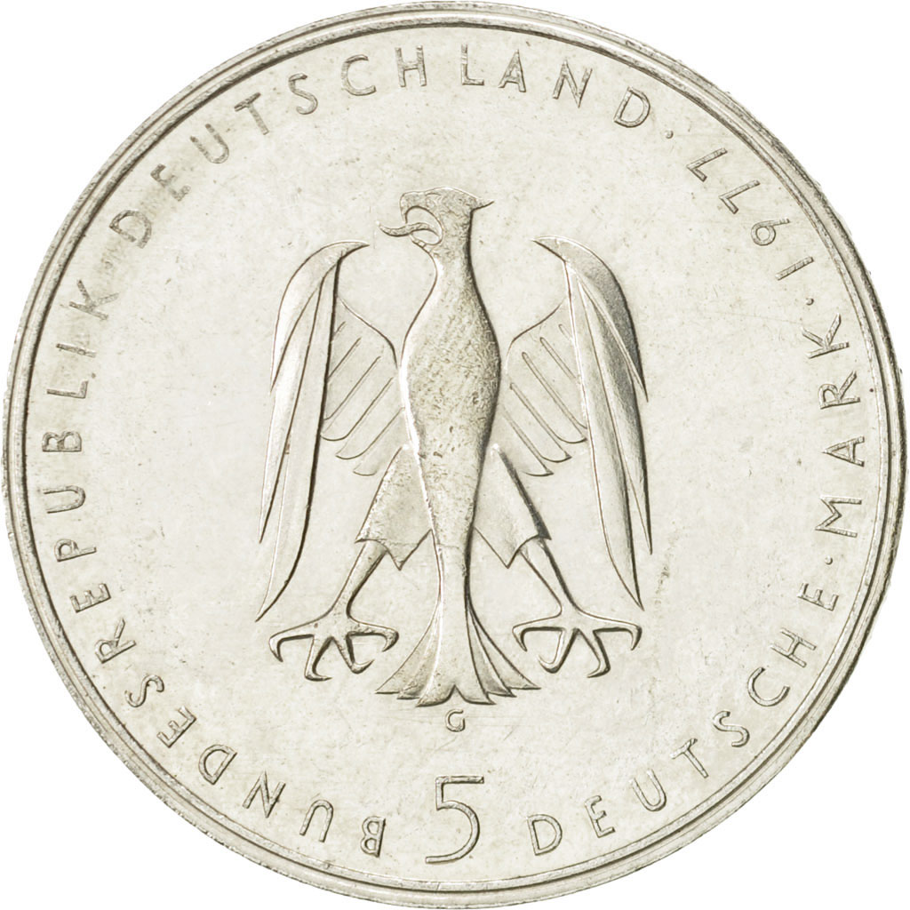 Coin, GERMANY - FEDERAL REPUBLIC, 5 Mark, 1977, Karlsruhe, Germany, 