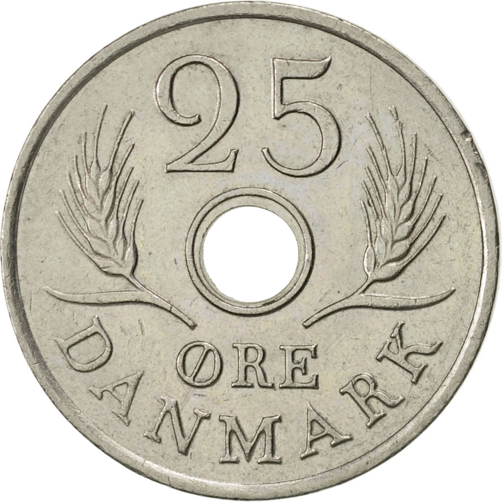 Moneda, Dinamarca, Frederik IX, 25 Öre, 1969, Copenhagen, MBC+, Cobre -