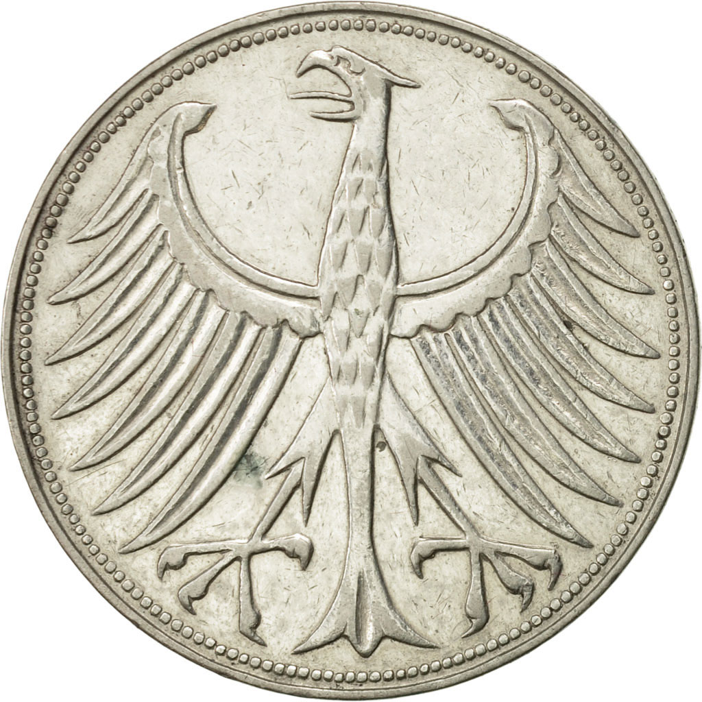 Coin, GERMANY - FEDERAL REPUBLIC, 5 Mark, 1956, Stuttgart, , Silver