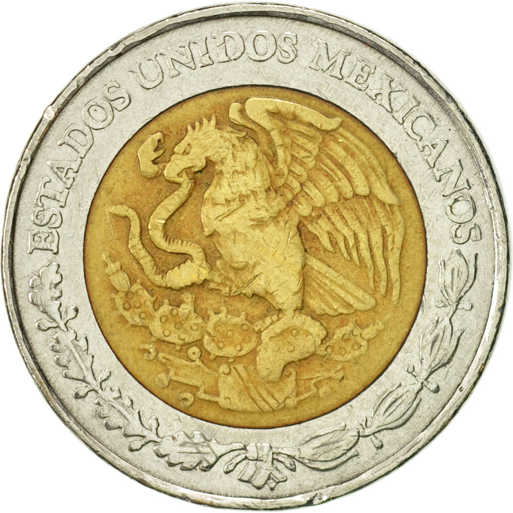 Moneda, México, 5 Nuevo Pesos, 1992, Mexico City, BC+, Bimetálico, KM:552