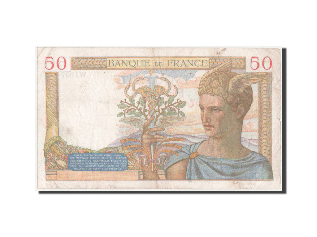 Banknote, France, 50 Francs, 50 F 1934-1940 ''Cérès'', 1939, EF(40-45)