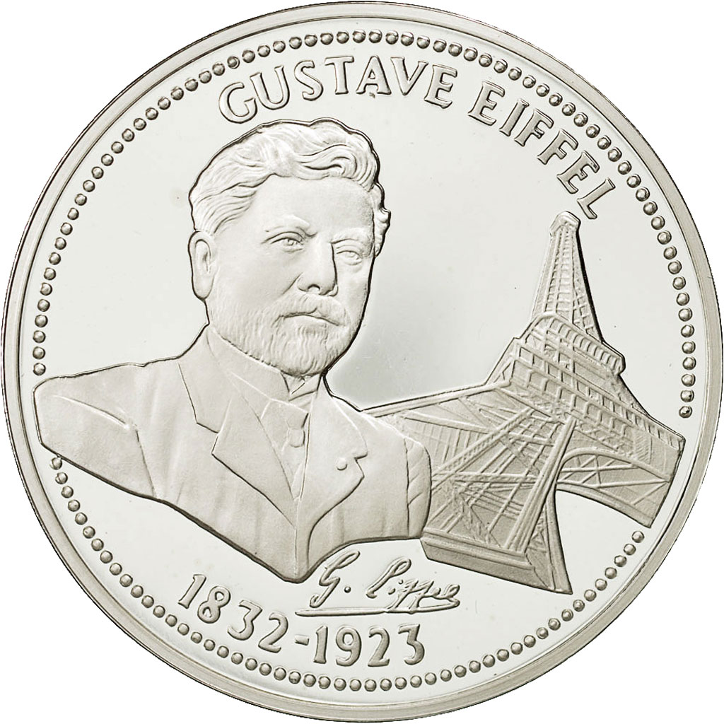 France, Medal, Gustave Eiffel, , Copper Plated Silver