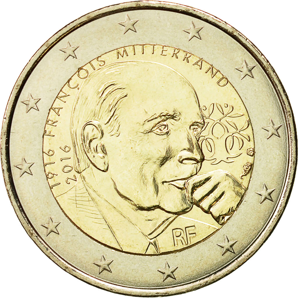 Münze, Frankreich, 2 Euro, François Mitterrand, 2016, UNZ, Bi-Metallic