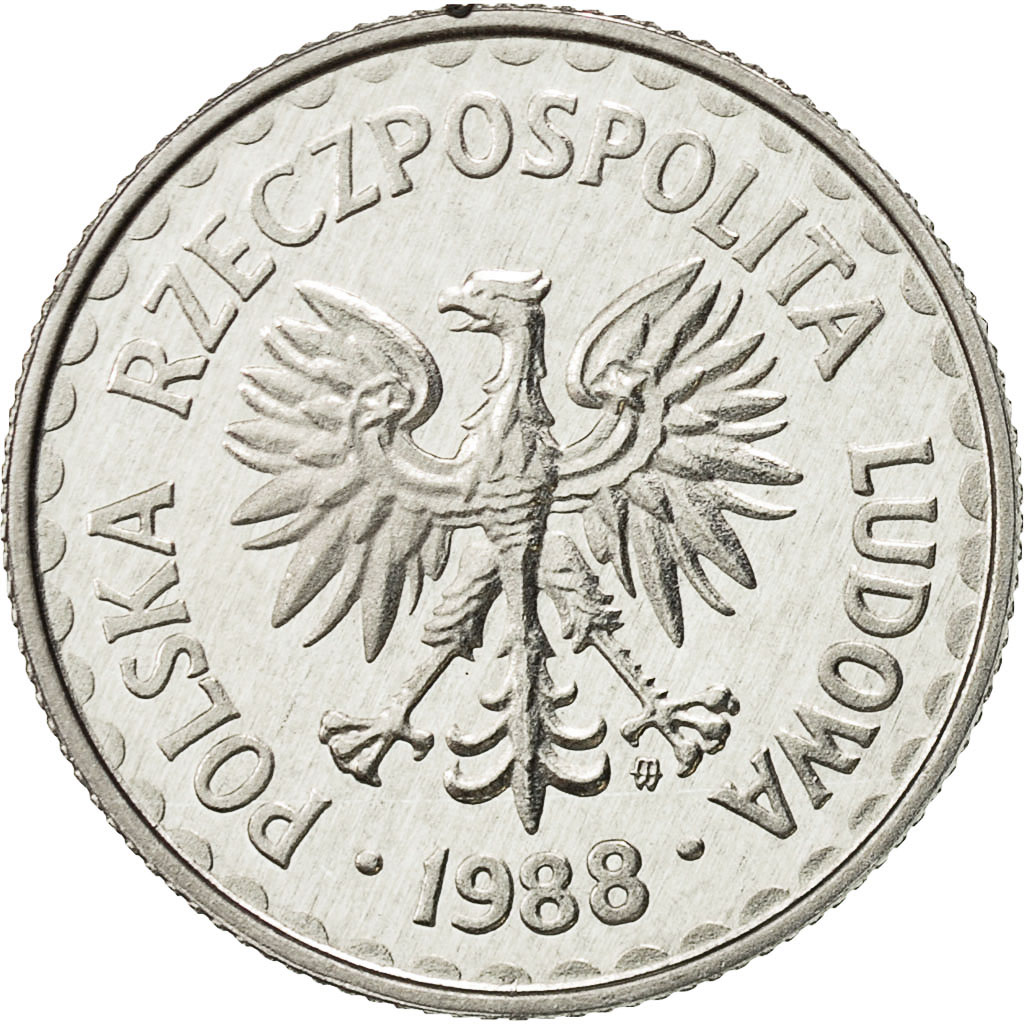 Poland, Zloty, 1988, Warsaw, , Aluminum, KM:49.2