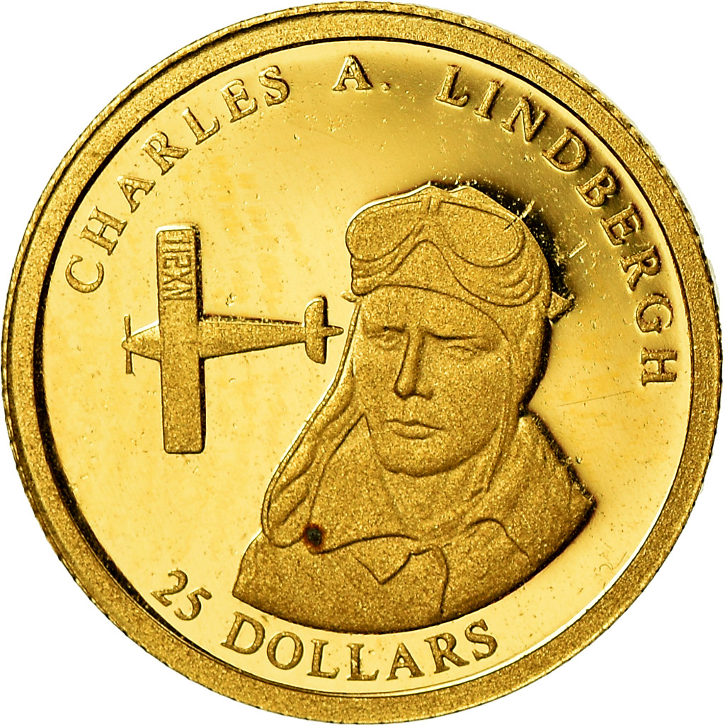 Liberia, 25 Dollars, Charles A Lindbergh, 2001, , Gold