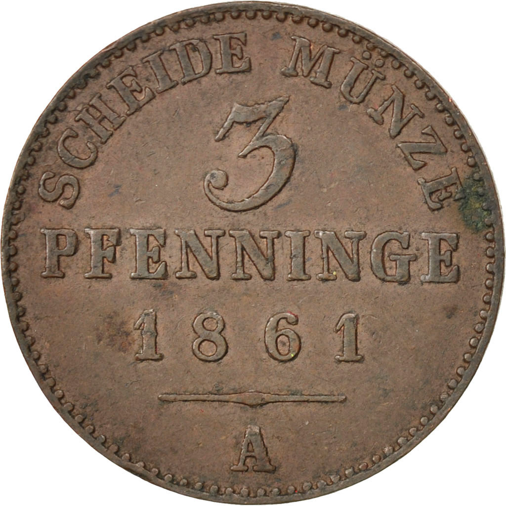 Coin, German States, PRUSSIA, Wilhelm I, 3 Pfennig, 1861, Berlin, 