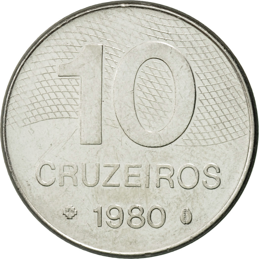 [#431775] Coin, Brazil, 10 Cruzeiros, 1980, AU(50-53), Stainless Steel, KM:592.1