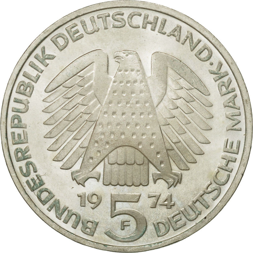 Coin, GERMANY - FEDERAL REPUBLIC, 5 Mark, 1974, Stuttgart, Germany, 