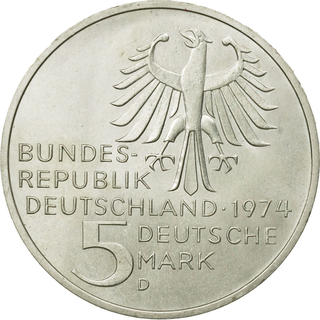 Coin, GERMANY - FEDERAL REPUBLIC, 5 Mark, 1974, Munich, Germany, , Silver