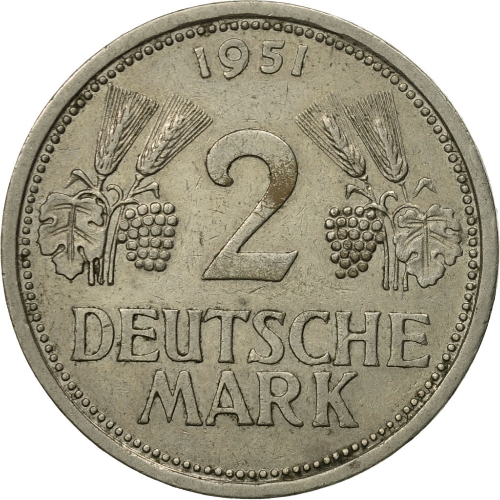 Coin, GERMANY - FEDERAL REPUBLIC, 2 Mark, 1951, Hamburg, 