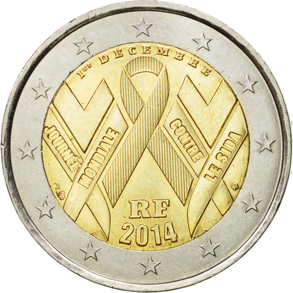France, 2 Euro, Sida, 2014, SPL, Bi-Metallic