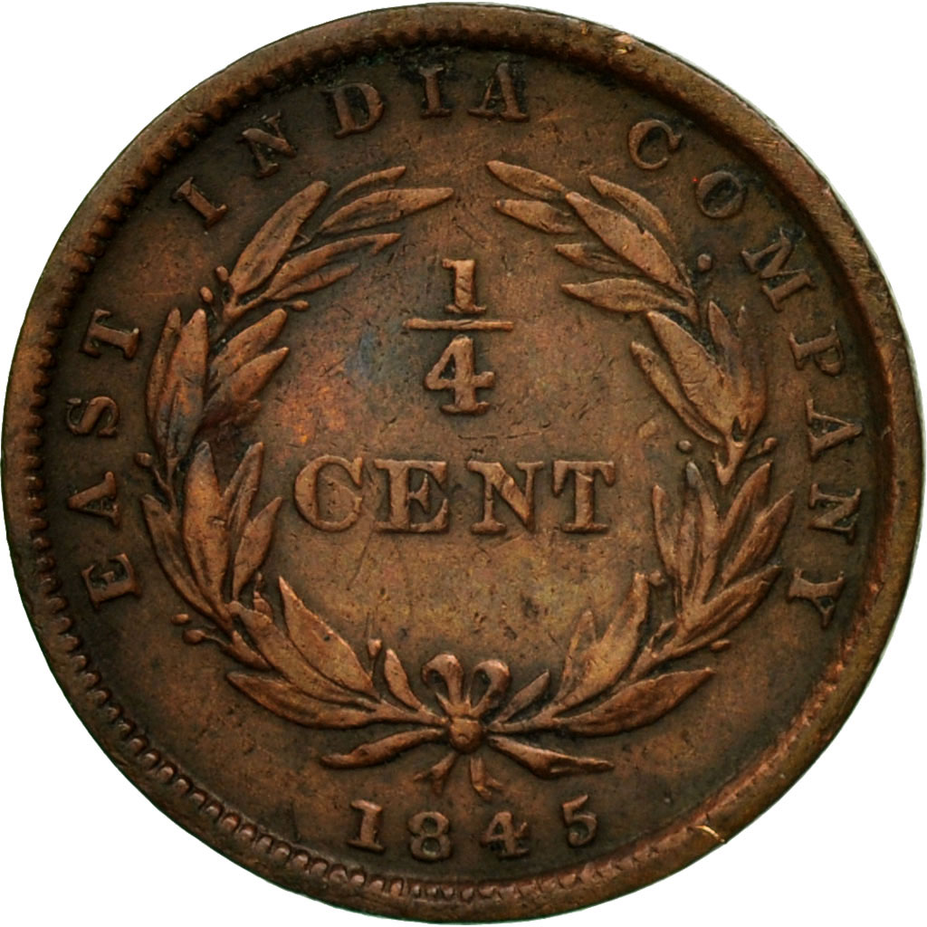 Coin, Straits Settlements, Victoria, 1/4 Cent, 1845, , Copper, KM:1