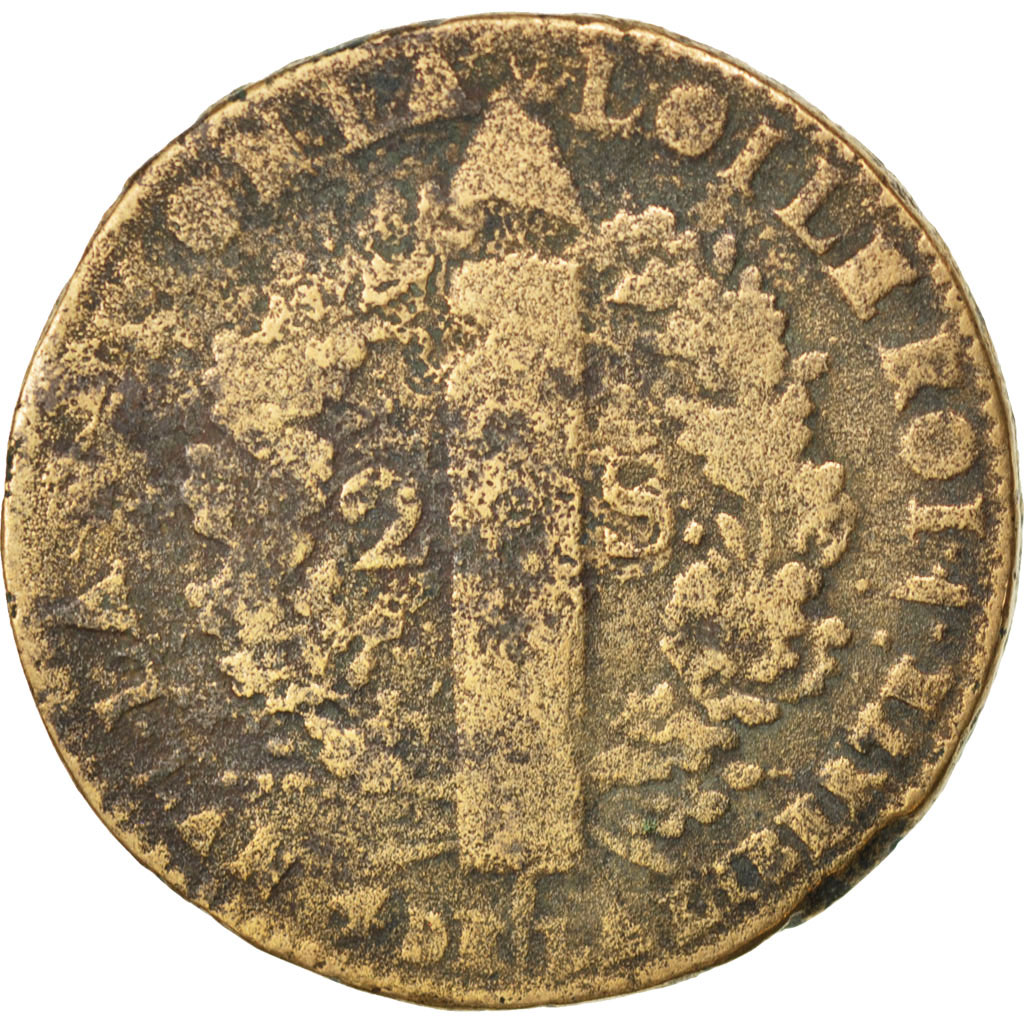 Coin, France, 2 sols françois, 2 Sols, 1792, Lille, , Bronze