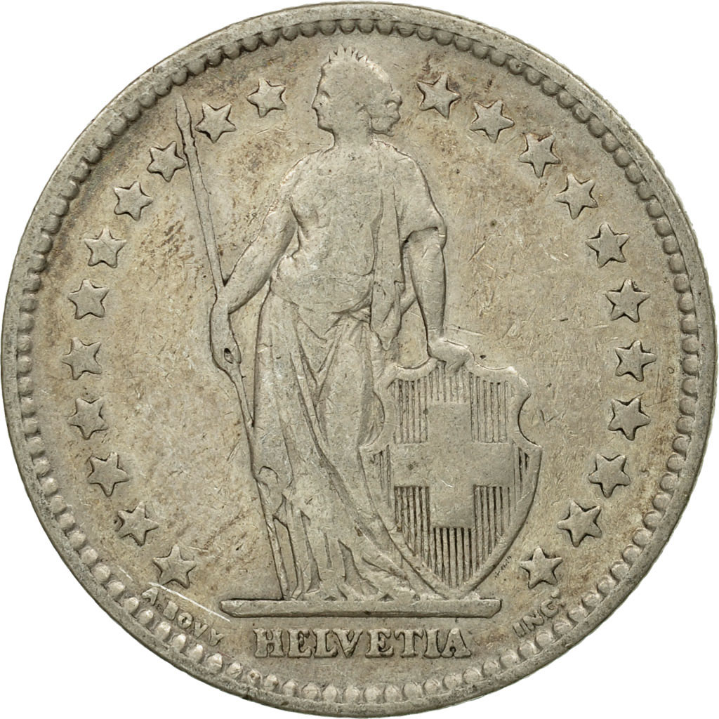 Coin, Switzerland, 2 Francs, 1886, Bern, VF(30-35), Silver, KM:21