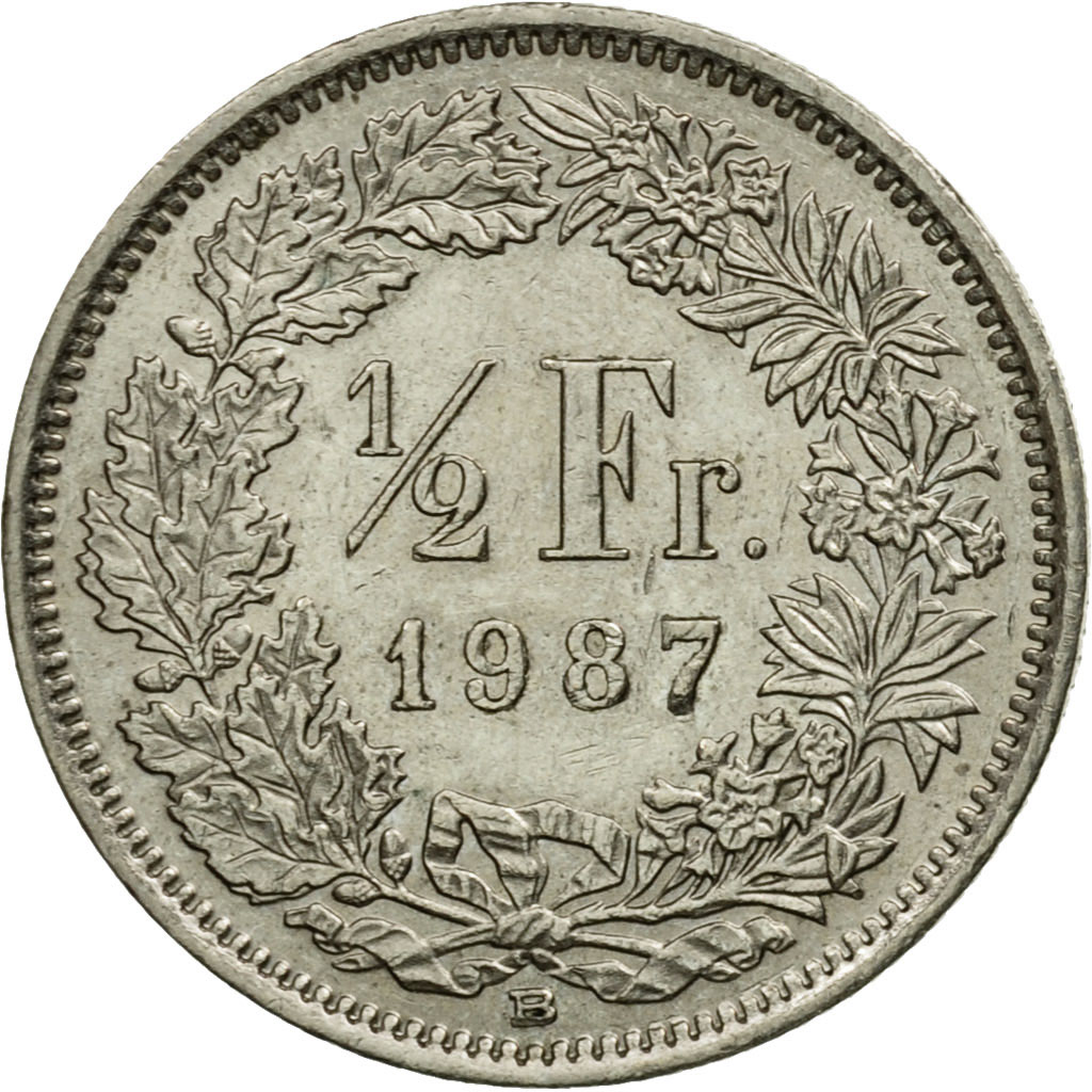Moneda, Suiza, 1/2 Franc, 1987, Bern, MBC, Cobre - níquel, KM:23a.3