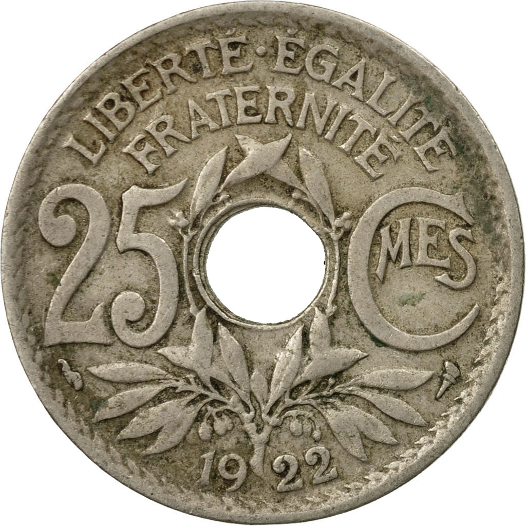 Moneda, Francia, Lindauer, 25 Centimes, 1922, MBC, Cobre - níquel, KM:867a