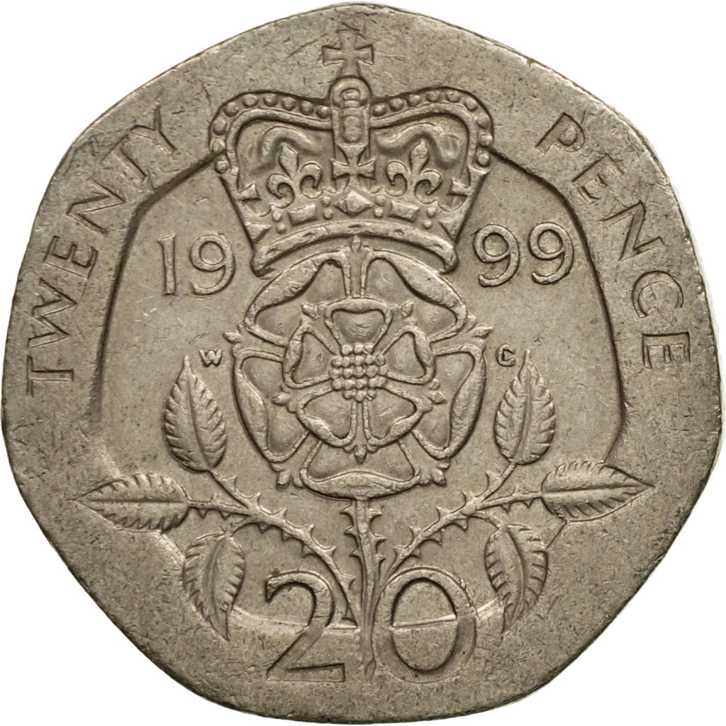 Moneda, Gran Bretaña, Elizabeth II, 20 Pence, 1999, MBC, Cobre - níquel